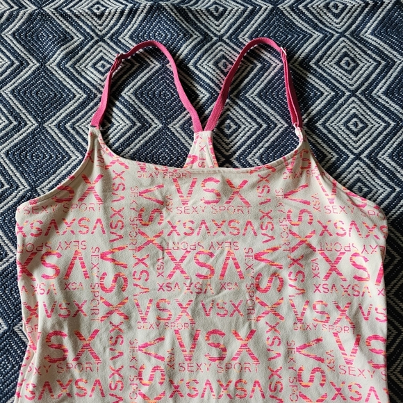 VSX Logo Print White Pink Racerback Tank - Picture 2 of 10